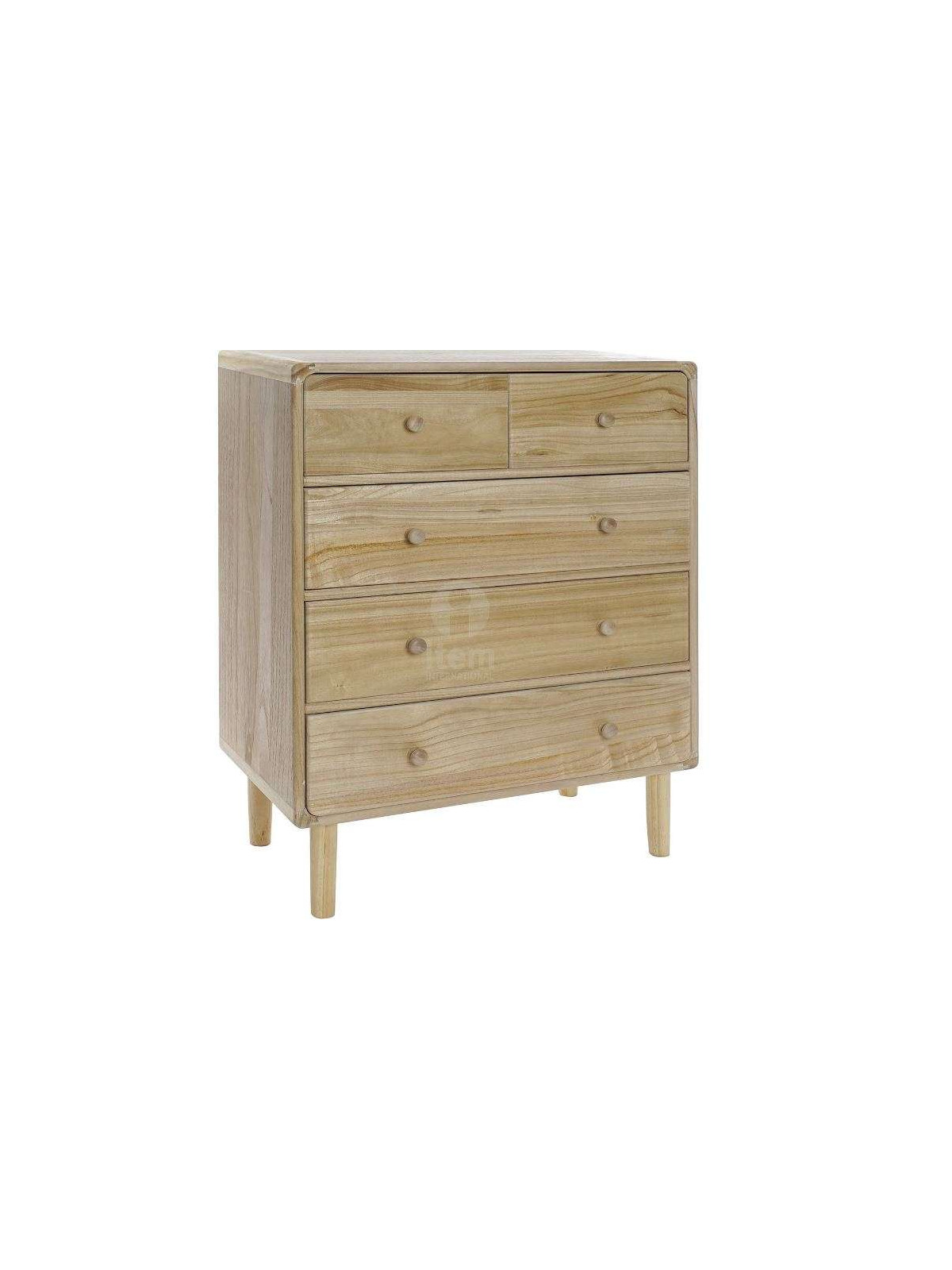 Commode bois naturel 5 tiroirs