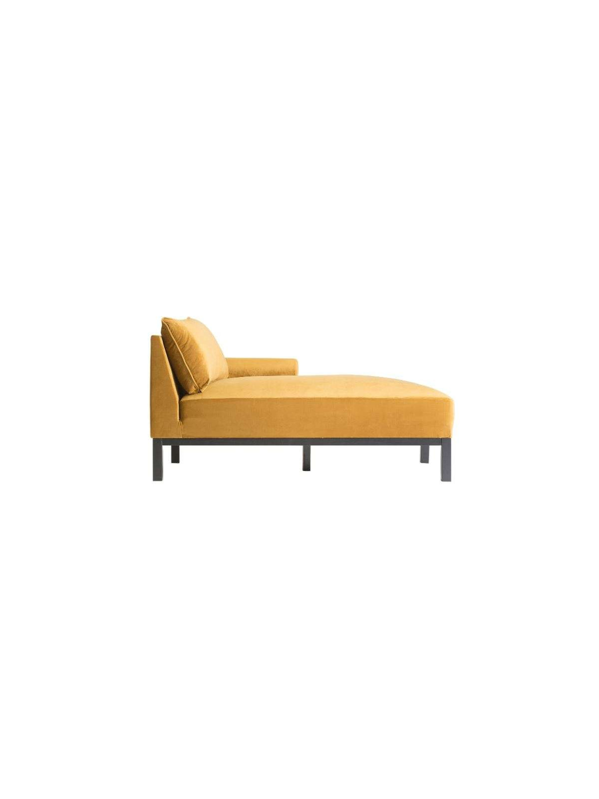 Chaise longue méridienne ocre dorée droit