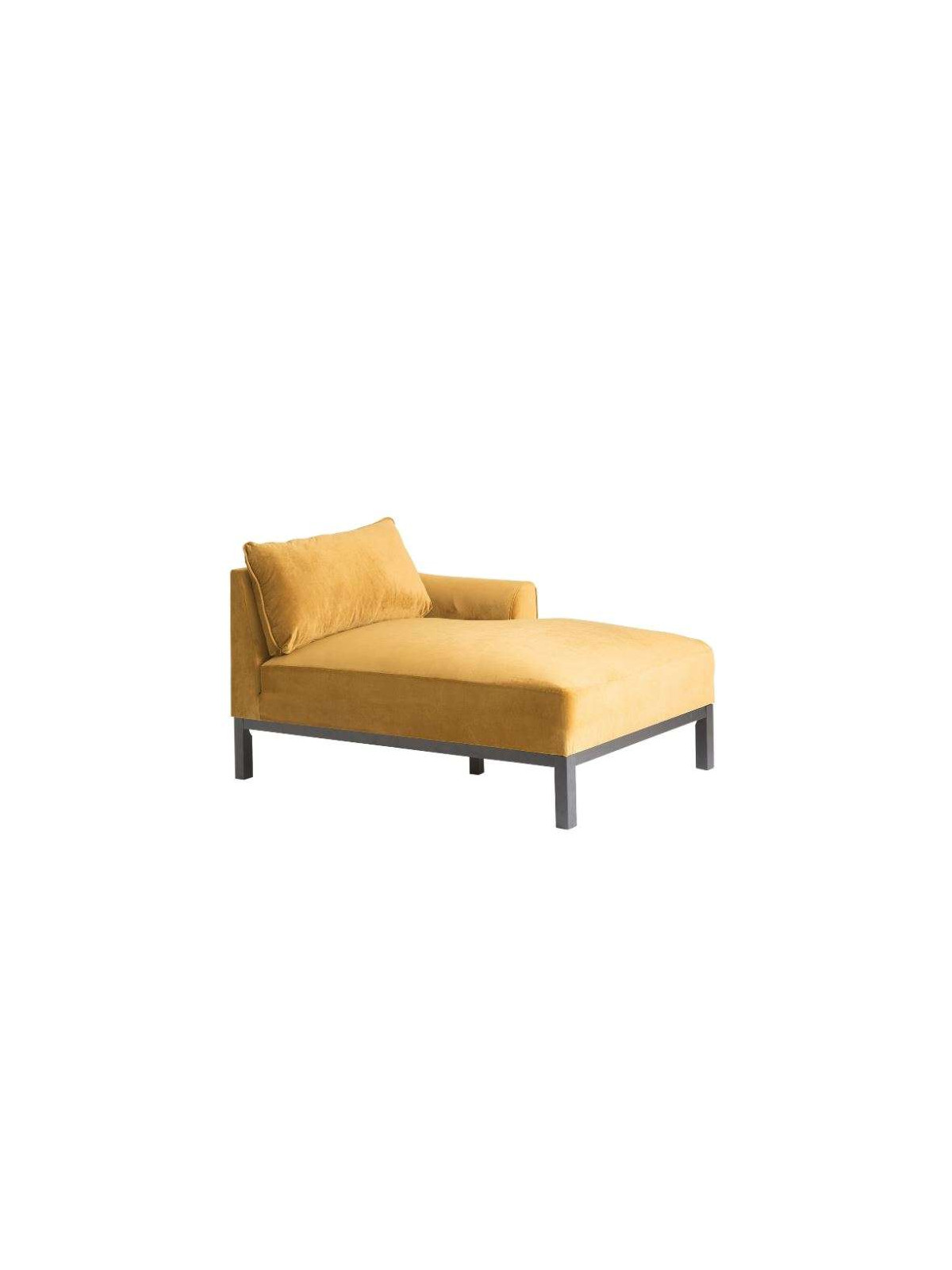 Chaise longue méridienne ocre dorée droit