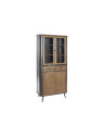 Armoire vintage vitrée en métal et bois arrondi