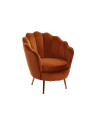 Fauteuil orange forme coquillage en velours grand modele