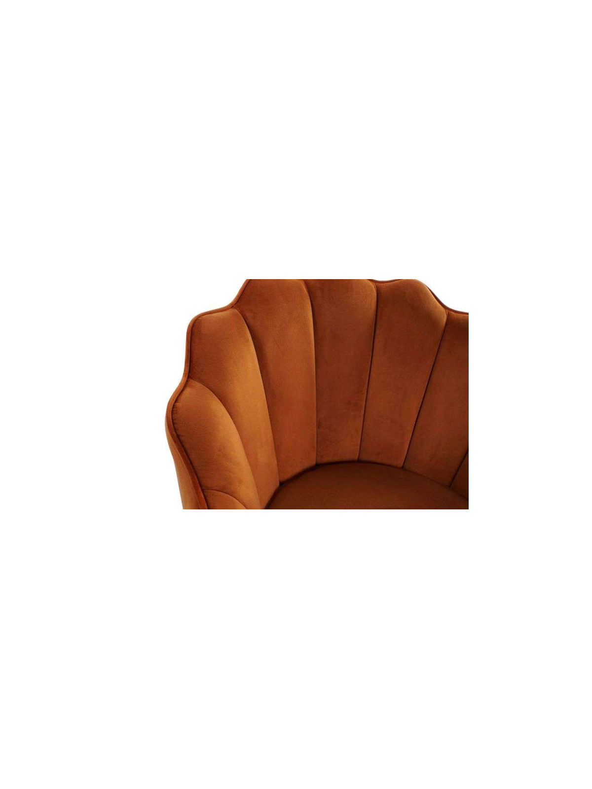 Fauteuil orange forme coquillage en velours grand modele