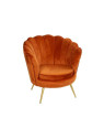 Fauteuil orange forme coquillage en velours