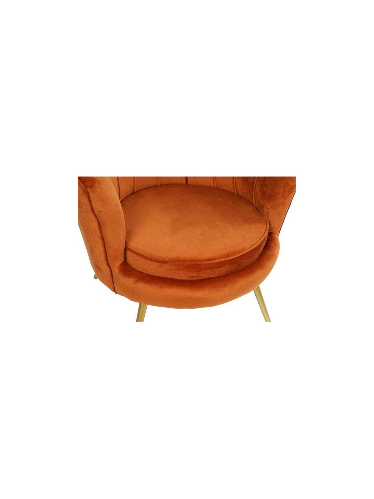 Fauteuil orange forme coquillage en velours