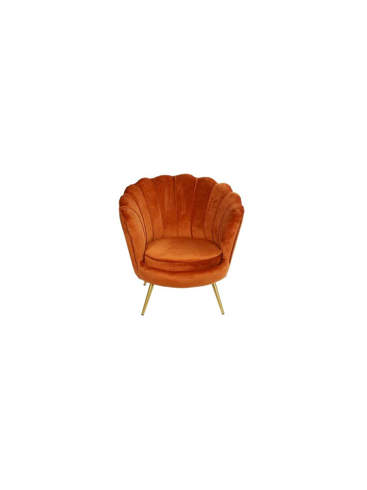 Fauteuil orange forme coquillage en velours