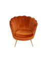 Fauteuil orange forme coquillage en velours