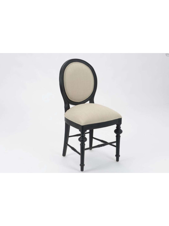 Chaise médaillon noire et lin