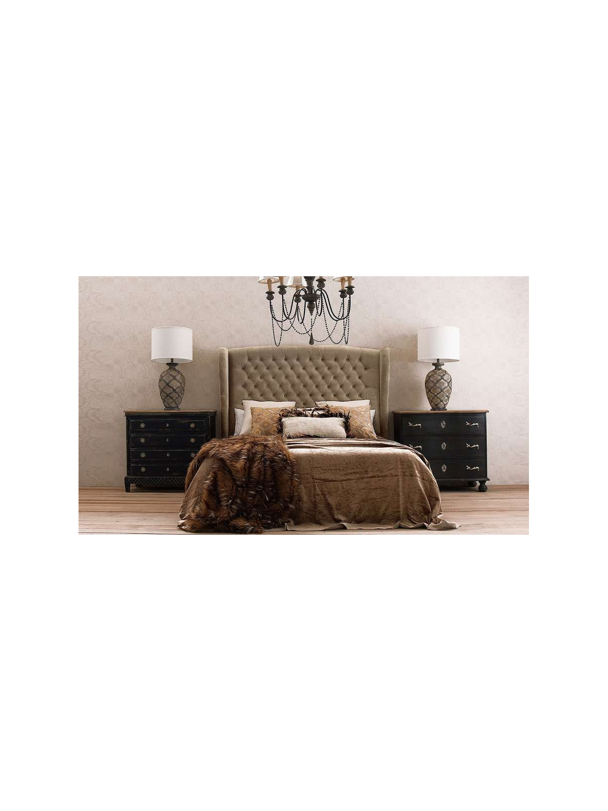 Tête de lit 160 cm beige taupe capitonnée Vical Home