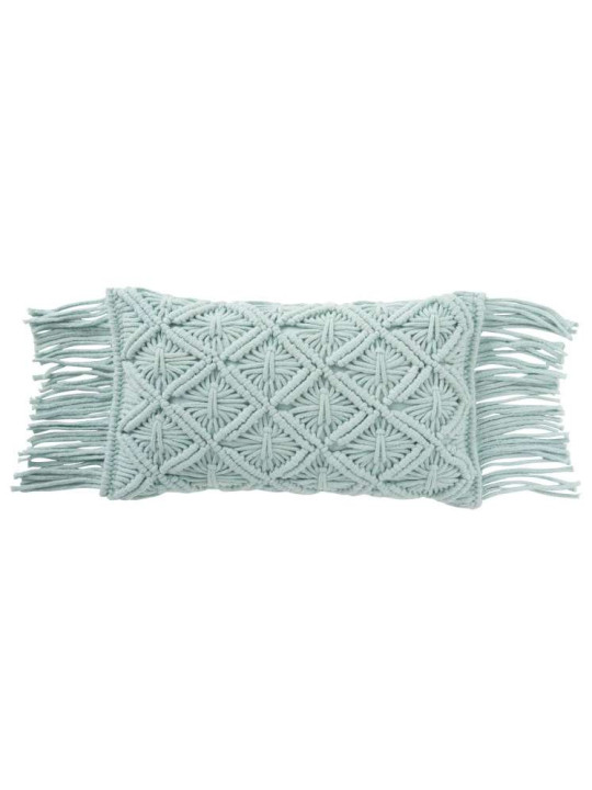 Coussin Macrame Long Coton Aqua