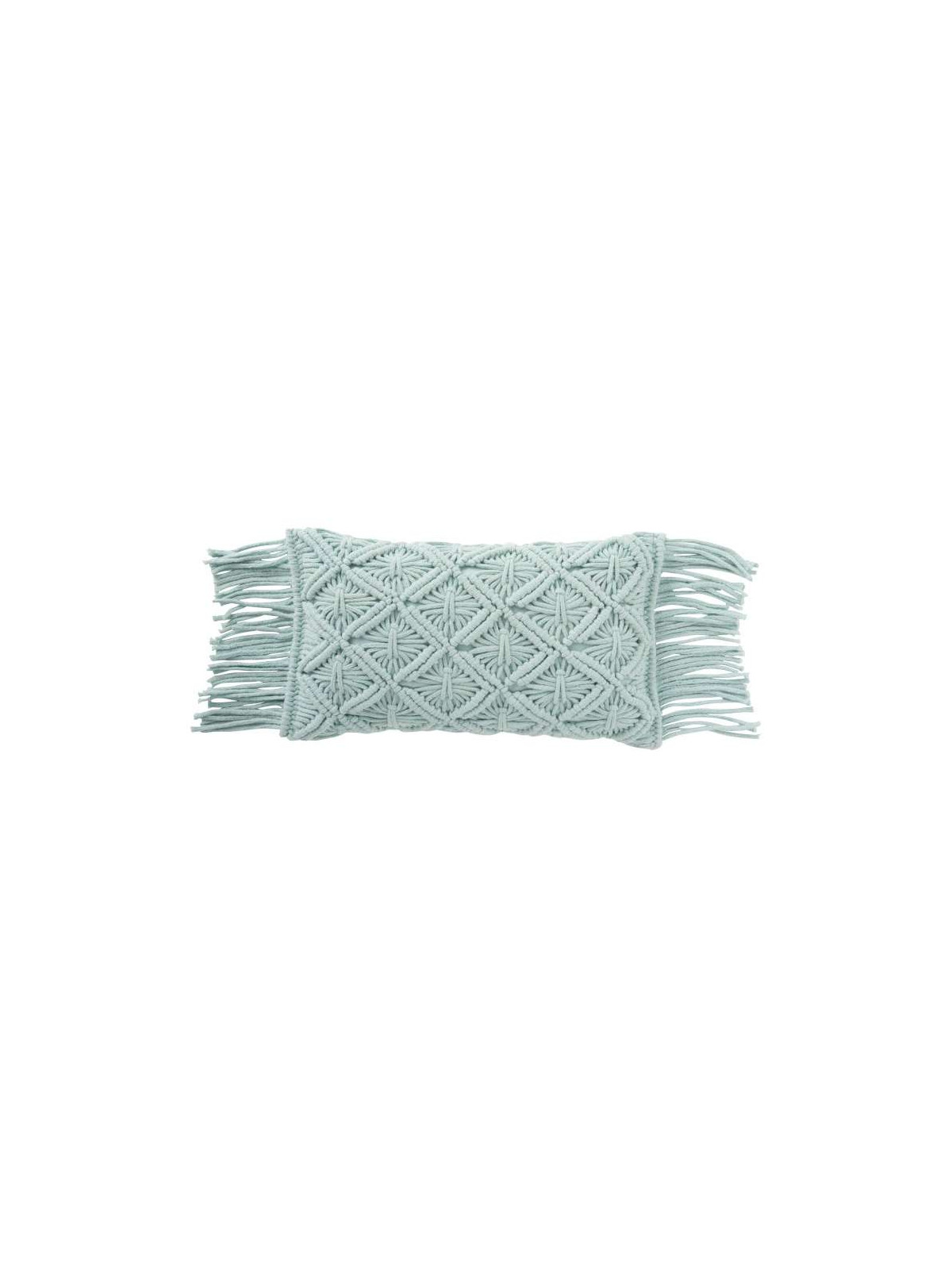 Coussin Macrame Long Coton Aqua