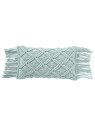 Coussin Macrame Long Coton Aqua