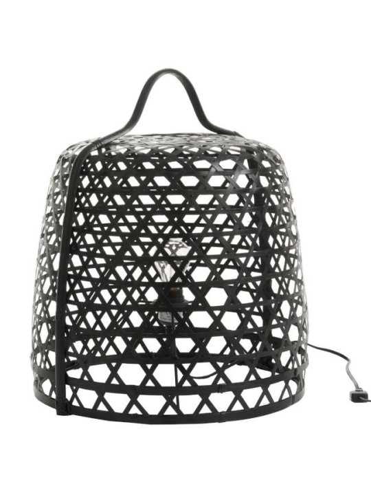 Lampe Basse Ronde Bambou Noir