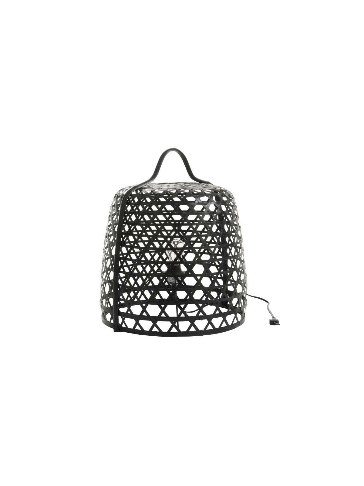 Lampe Basse Ronde Bambou Noir