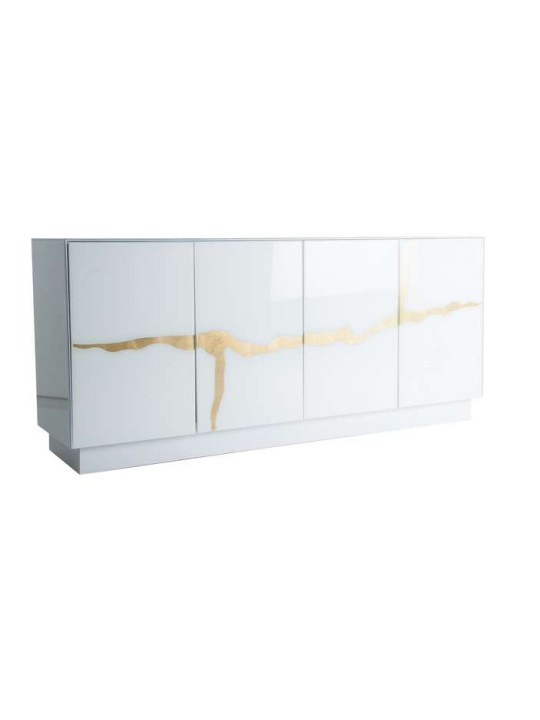 Buffet rectangulaire Cesis blanc et doré vical home