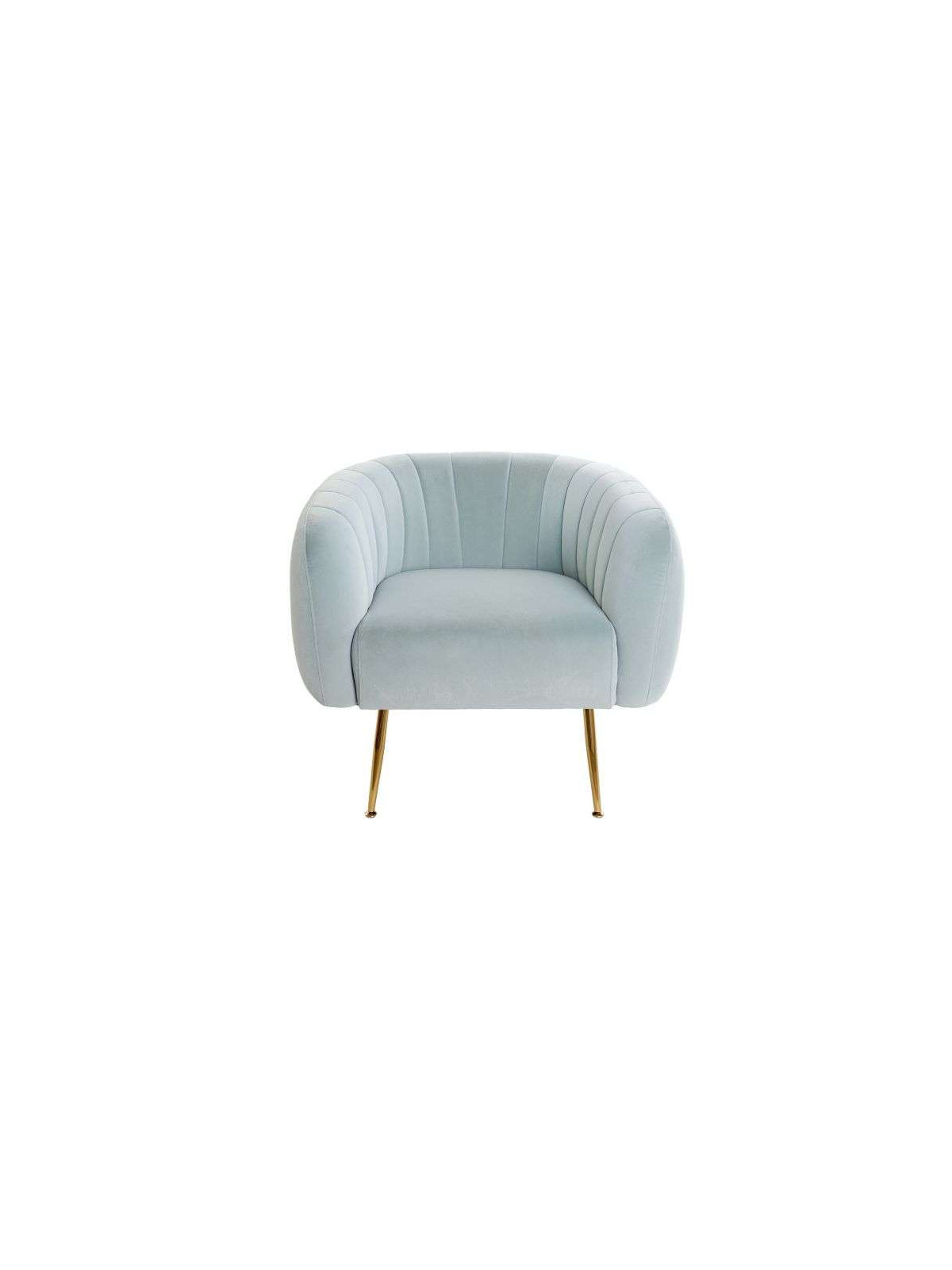 Fauteuil bleu ciel velours chic