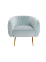 Fauteuil bleu ciel velours chic