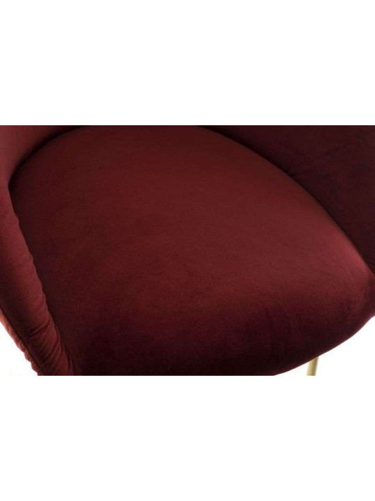 Fauteuil rouge velours contemporain dossier demi lune