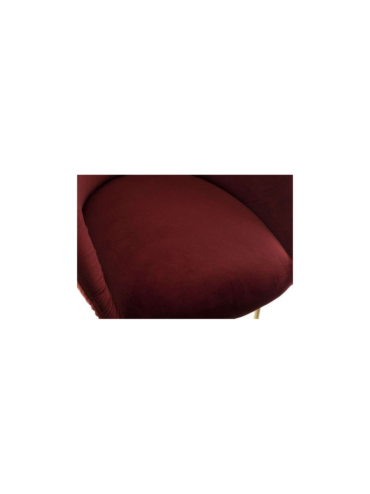 Fauteuil rouge velours contemporain dossier demi lune