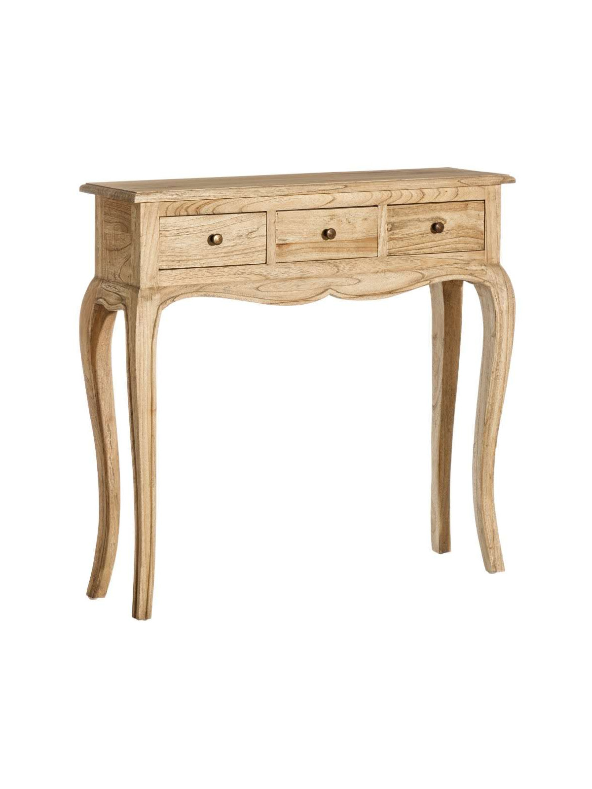 Console galbée en bois naturel