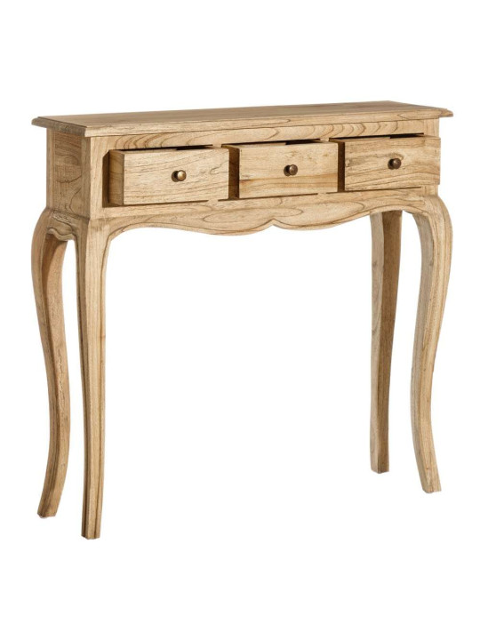 Console galbée en bois naturel