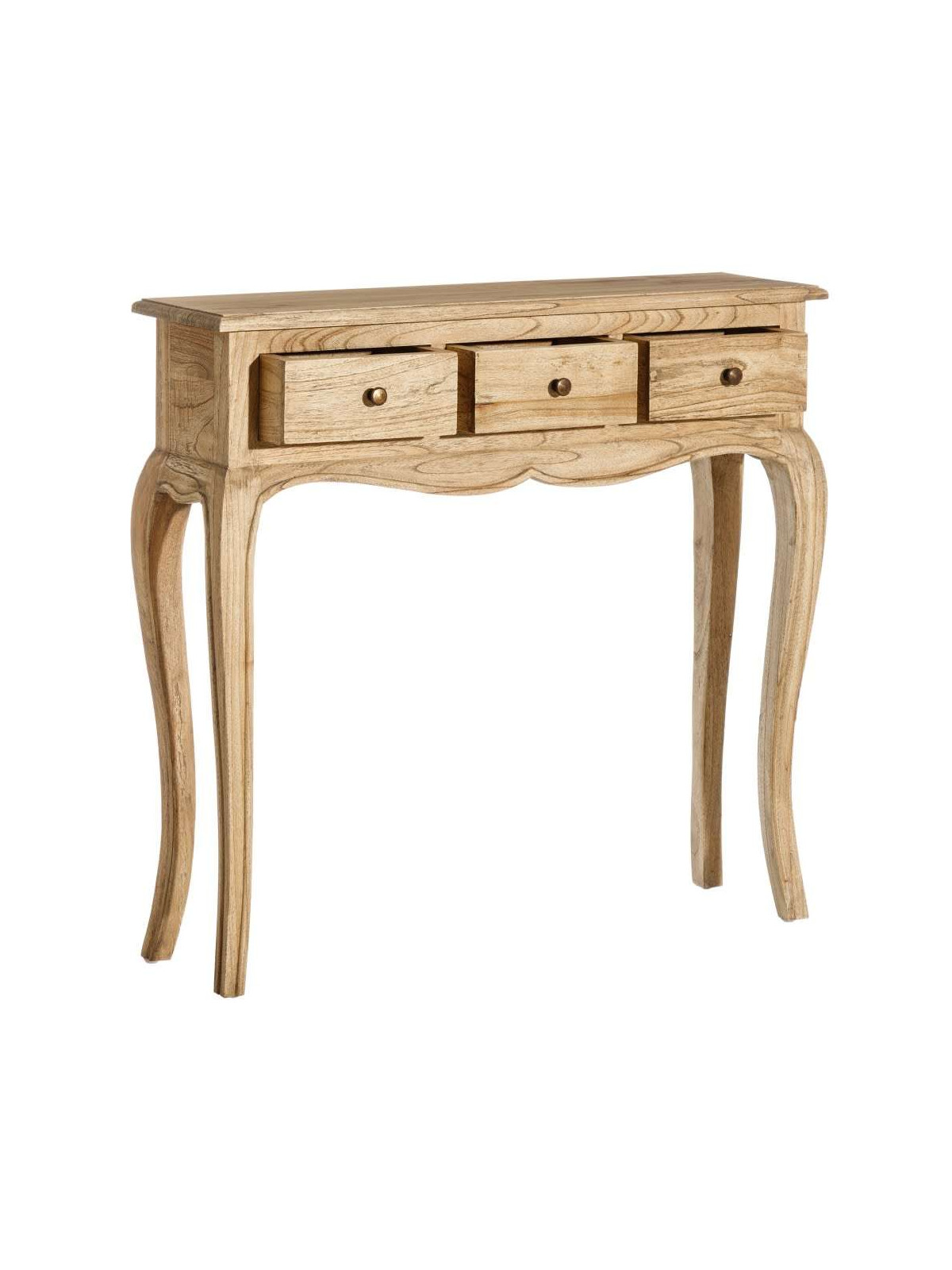 Console galbée en bois naturel