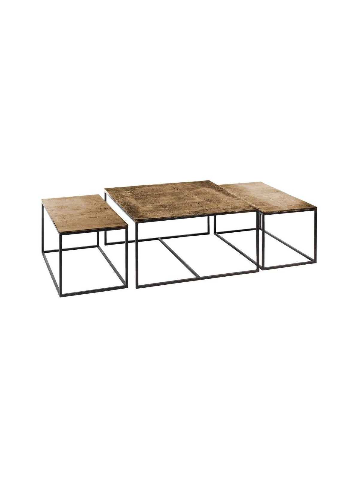 Lot de 3 tables basses gigognes or