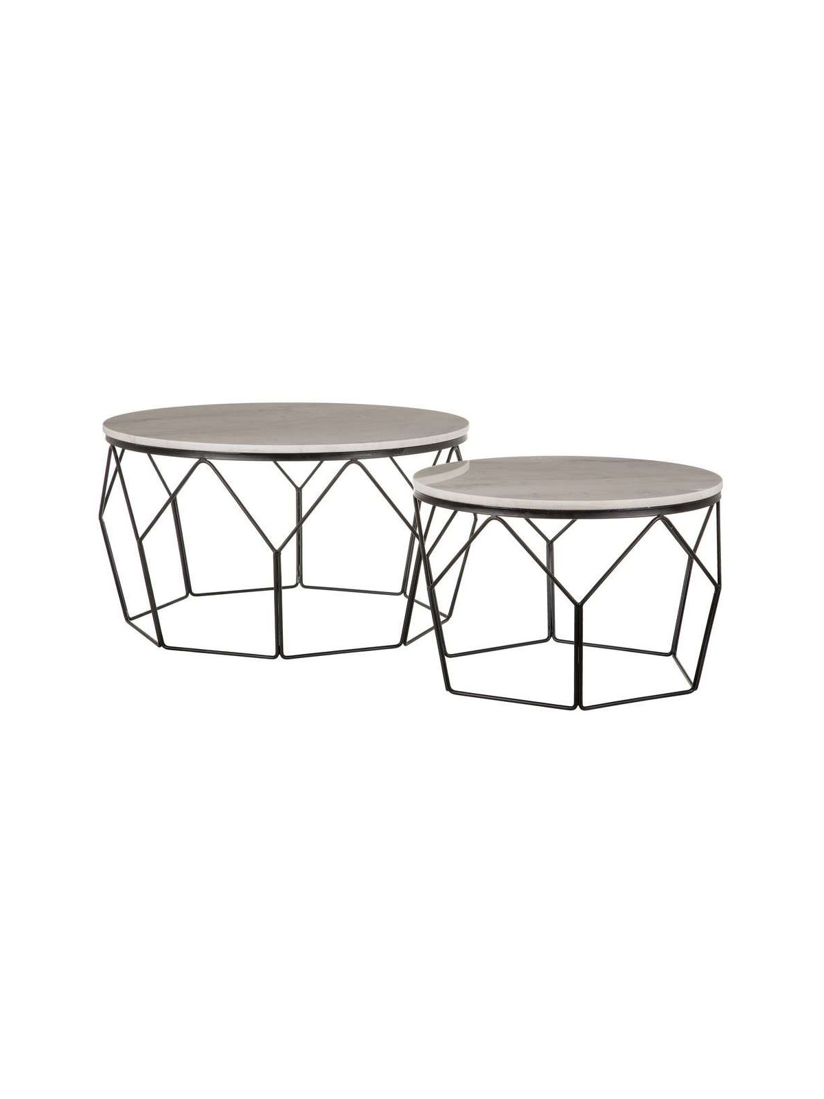 Lot de 2 tables basses gigognes en marbre