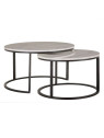 Lot de 2 tables basses gigognes rondes  en marbre et fer