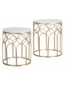 Lot de 2 tables basses gigognes blanche et or