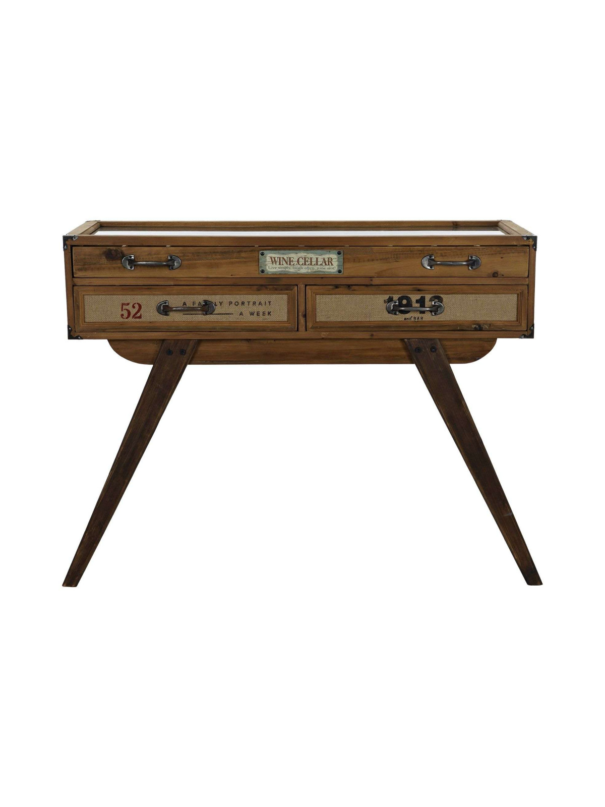 Console vintage 3 tiroirs en bois de sapin