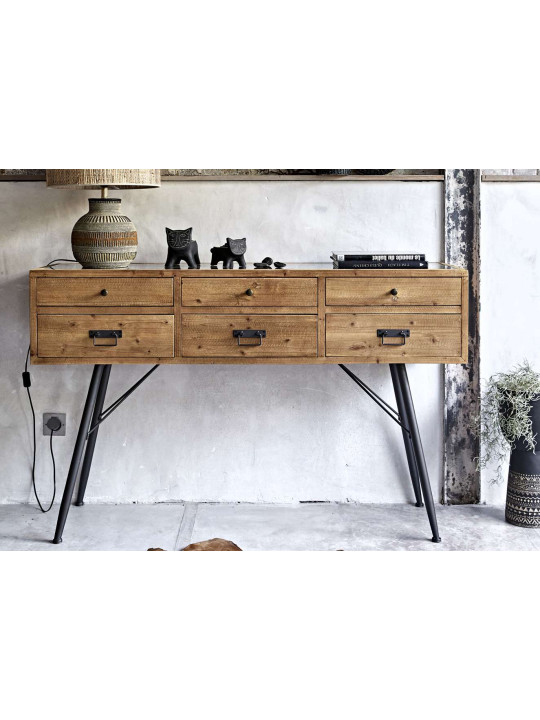 Console vitrine en bois naturel Amadeus