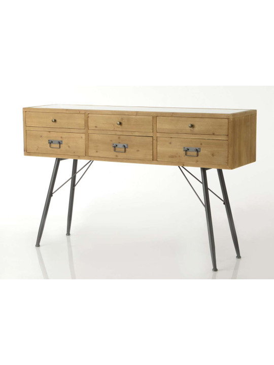 Console vitrine en bois naturel Amadeus