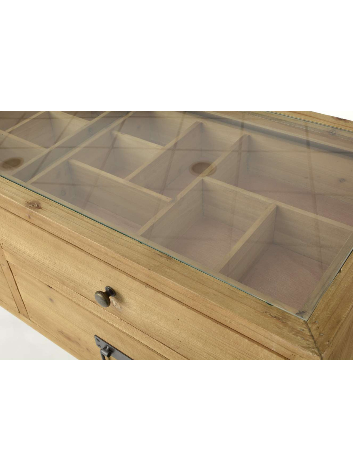 Console vitrine en bois naturel Amadeus