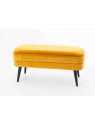 Banquette coffre en velours jaune moutarde