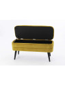 Banquette coffre en velours jaune moutarde