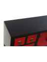 Console Chinoise Macao 6 tiroirs 2 portes noire et rouge