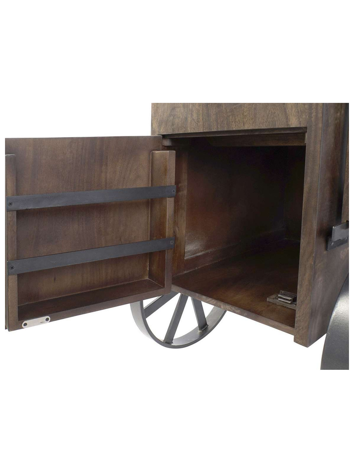 Porte Bouteilles Mangue Fer 122X50X89 Roues marron