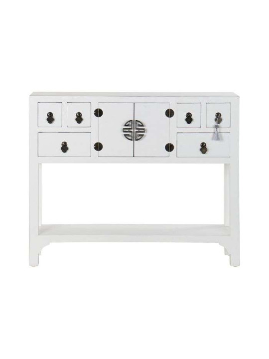 Console Chinoise Macao 6 tiroirs 2 portes BLANCHE