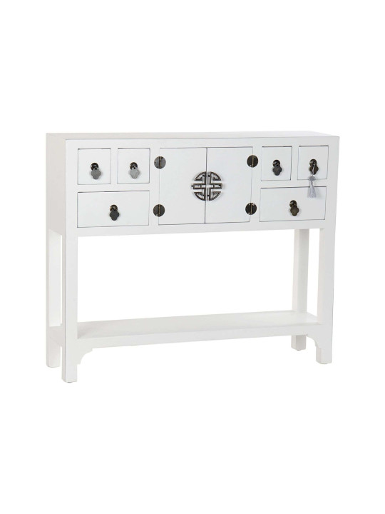 Console Chinoise Macao 6 tiroirs 2 portes BLANCHE