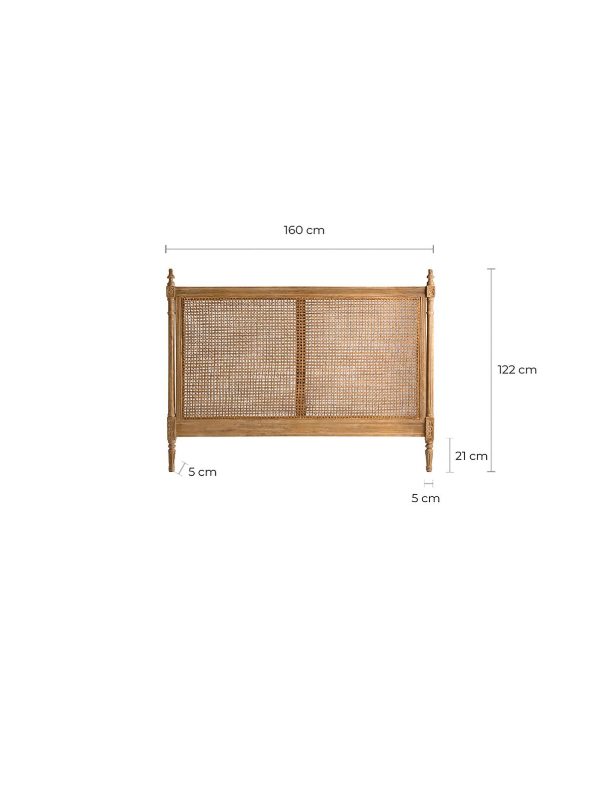 Tête de lit cannée 160 cm bois cérusé