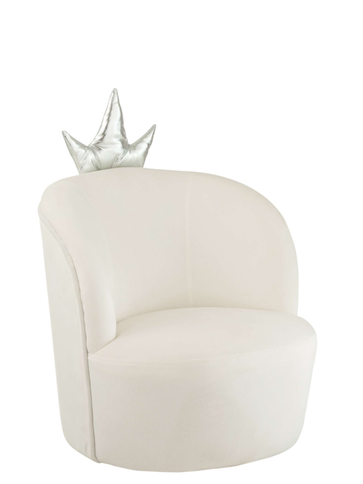 Chaise Enfant Couronne Velours Blanc