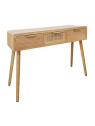 Bureau Nature en bois de paulonia et rotin