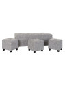 Banquette coffre + Pouf bois lin gris