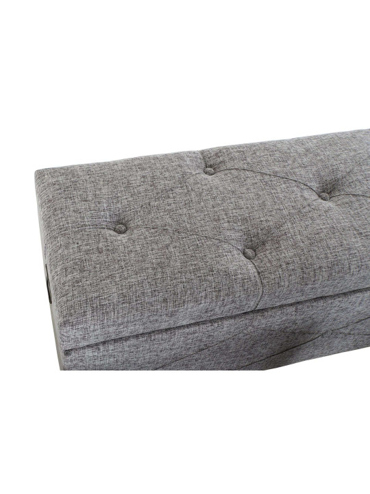 Banquette coffre + Pouf bois lin gris