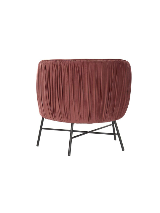 Fauteuil velours drapé grenat