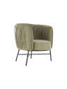 Fauteuil velours drapé vert pâle