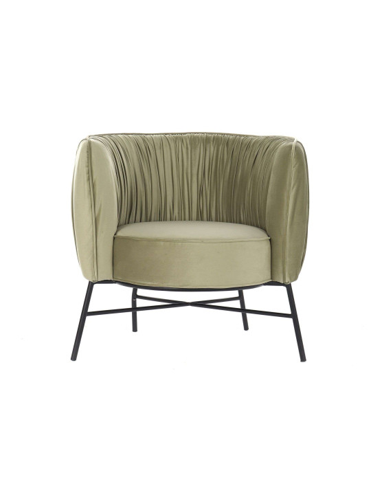 Fauteuil velours drapé vert pâle