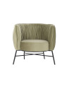 Fauteuil velours drapé vert pâle