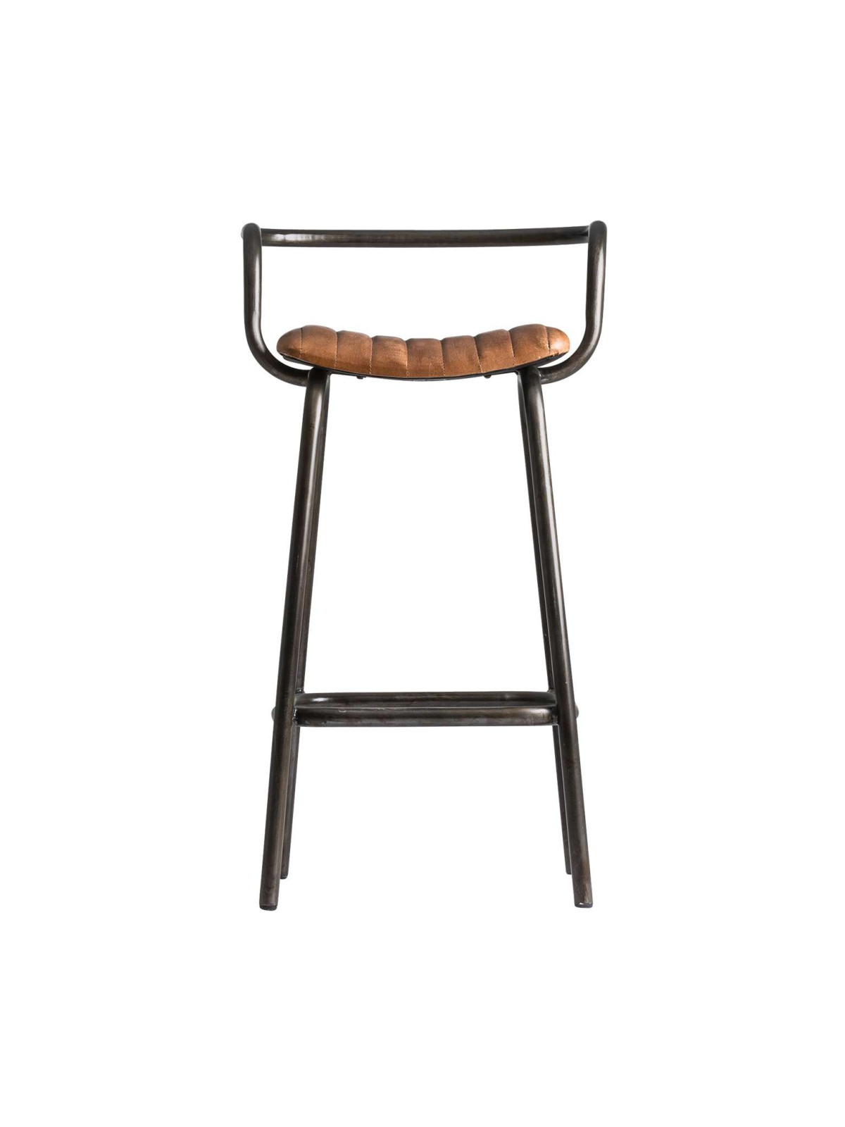 Tabouret haut Chadron style vintage en métal et cuir