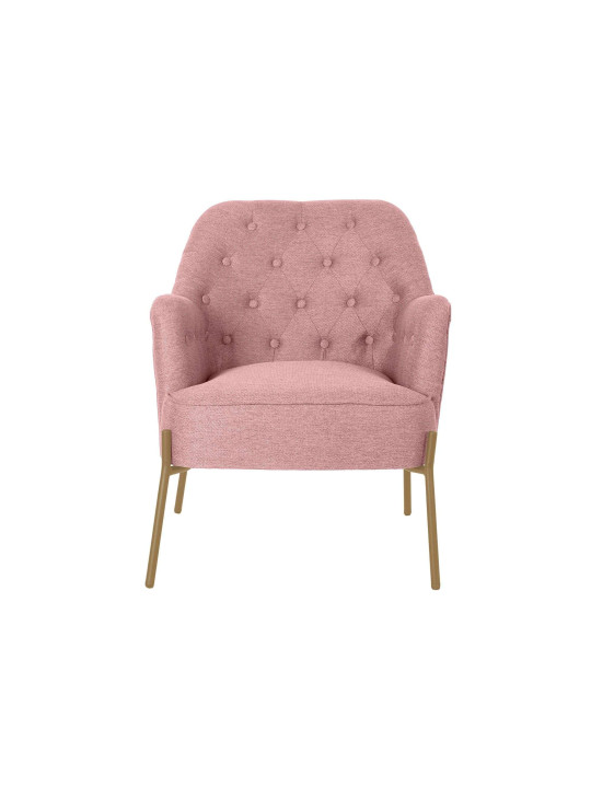 Fauteuil capitonné rose pâle